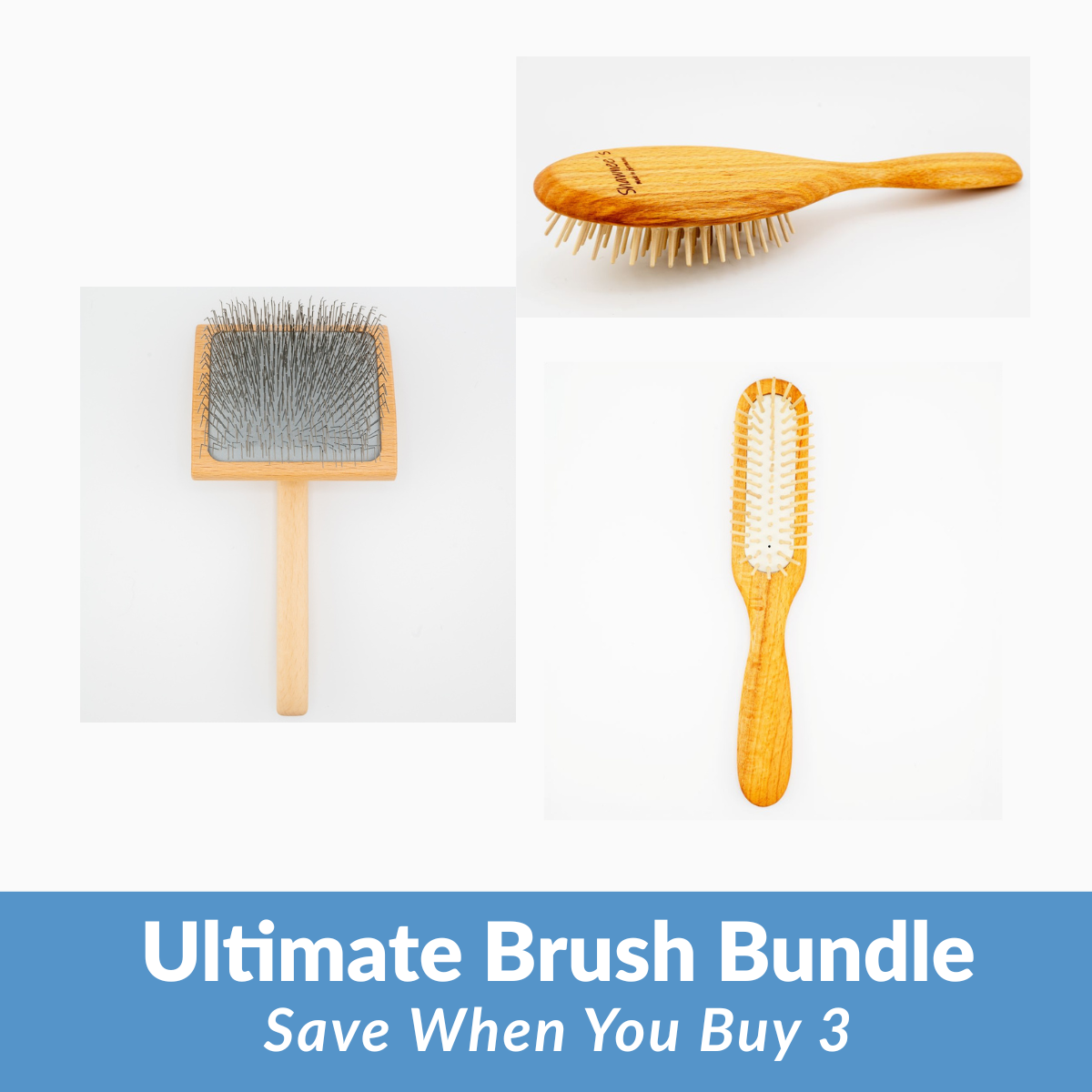 Wood Pin Brush and Large Arch Back Brush Bundle